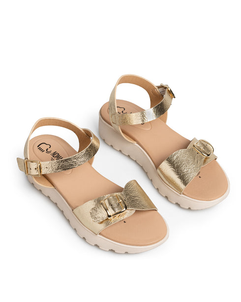Sandalia Oro Tira Con Hebilla MD23093